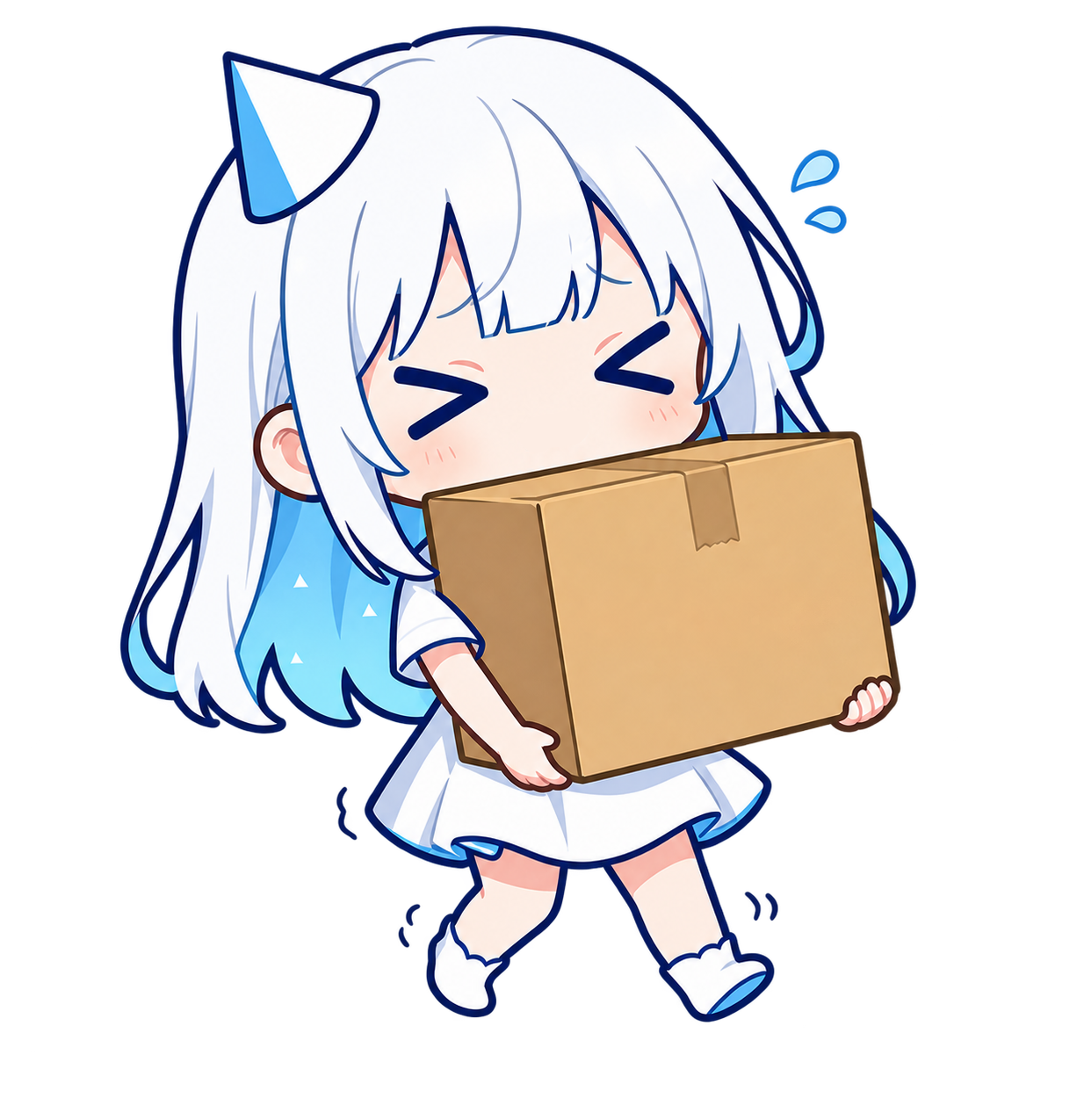 Airisu carrying a delivery box